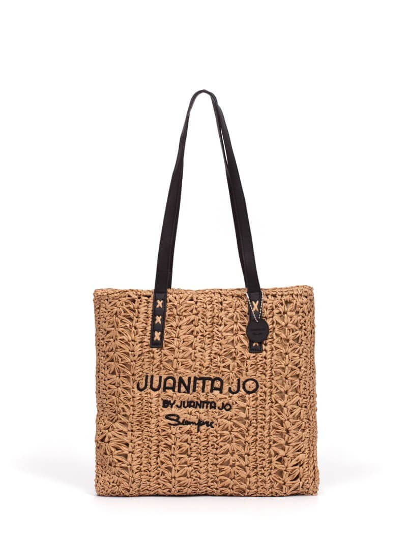 SHOPPING BAG DE PLAYA MILENA EFECTO YUTE CON LETRAS NEGRAS