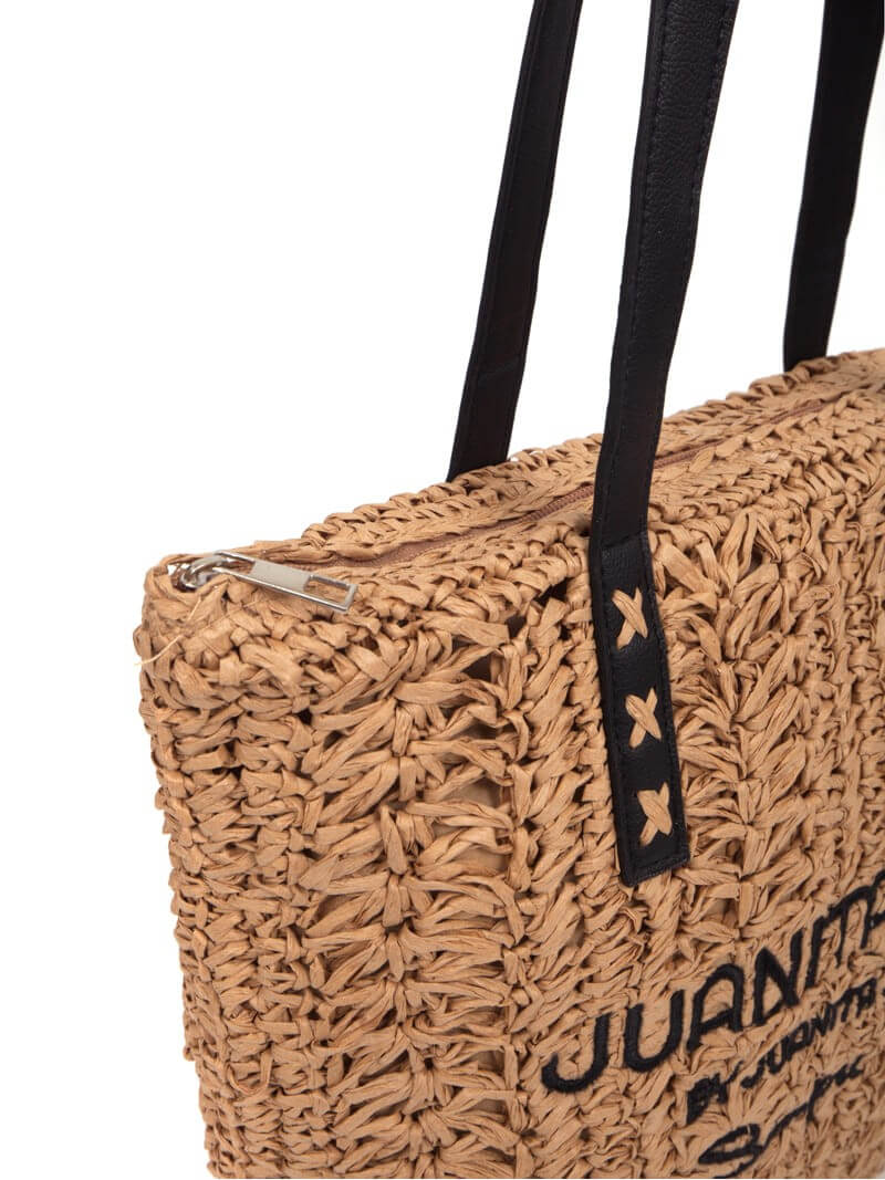 SHOPPING BAG DE PLAYA MILENA EFECTO YUTE CON LETRAS NEGRAS