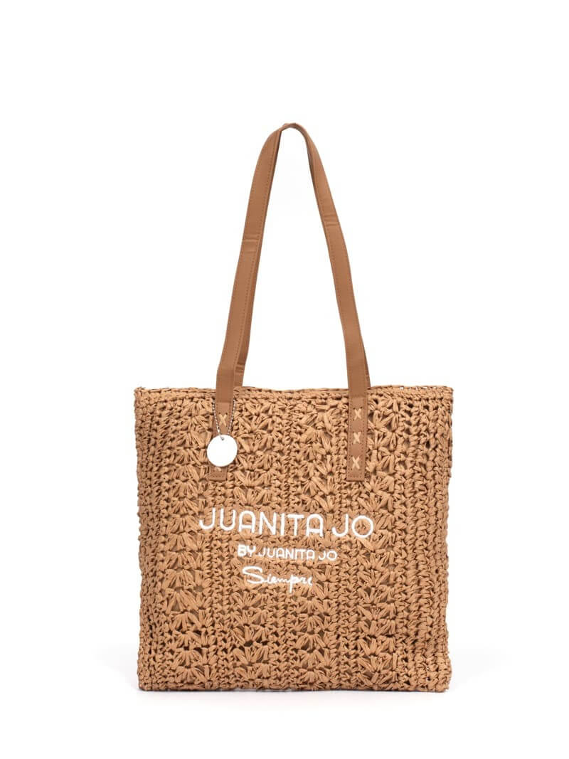 SHOPPING BAG DE PLAYA MILENA EFECTO YUTE CON LETRAS BLANCAS