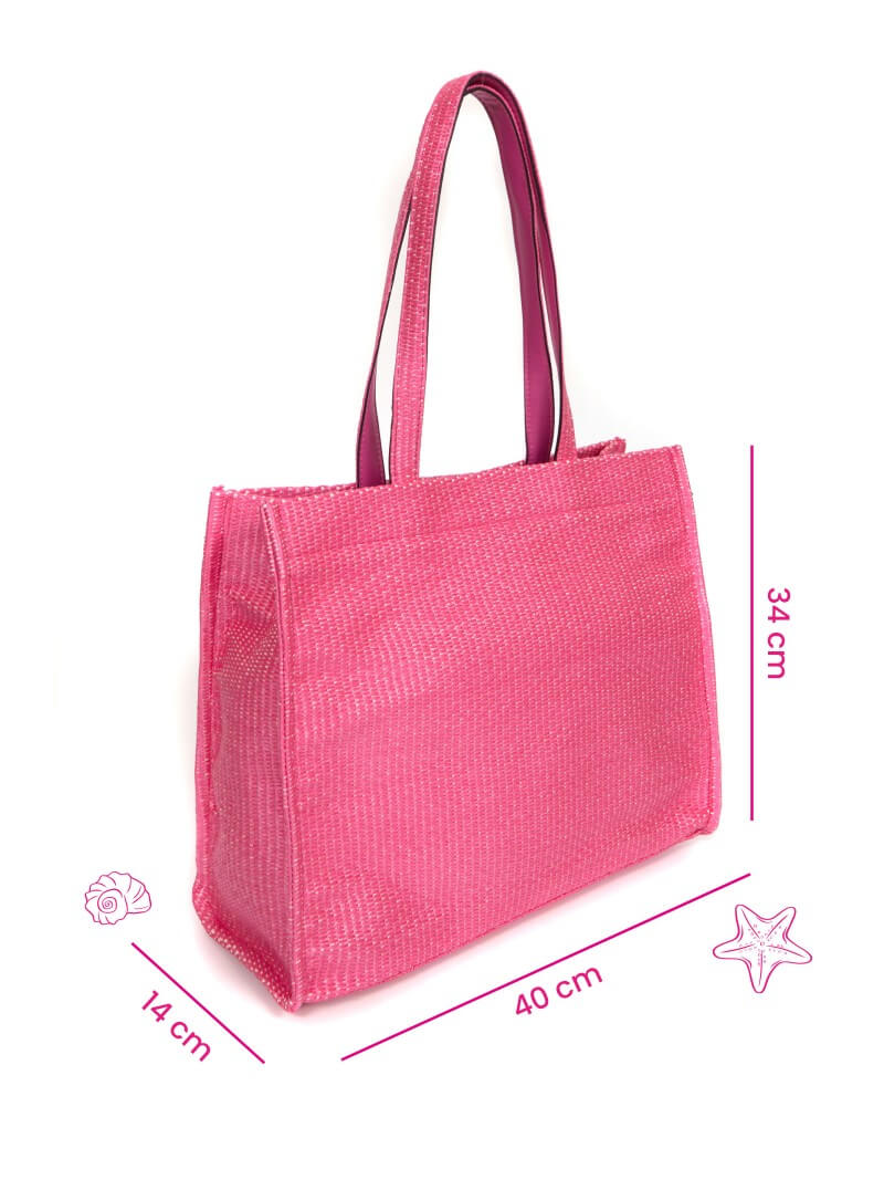 CARTERA DE PLAYA PIPA FUCSIA GRANDE EFECTO RAFIA