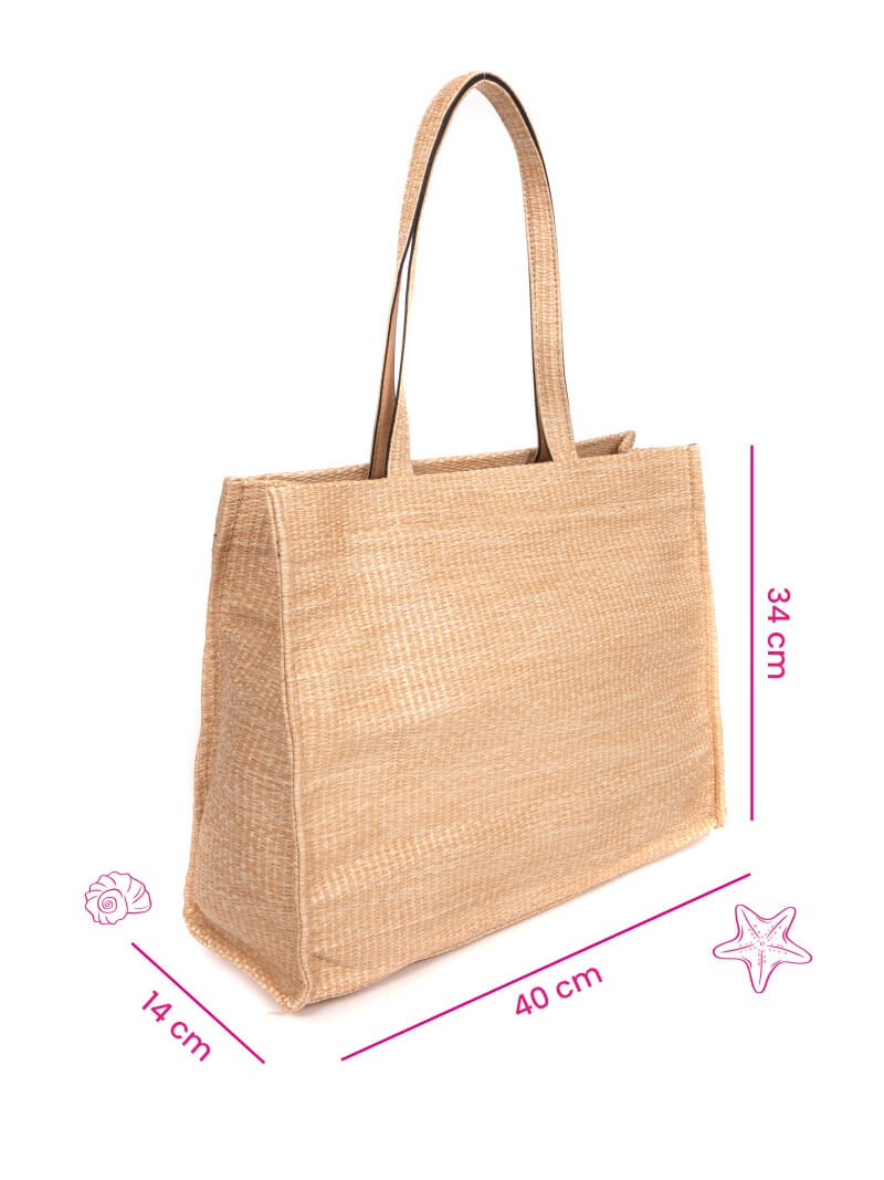 CARTERA DE PLAYA PIPA BEIGE GRANDE  EFECTO RAFIA