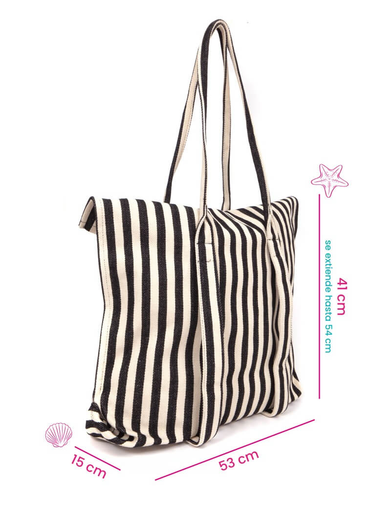 BOLSO DE PLAYA AMALFI NEGRO GRANDE