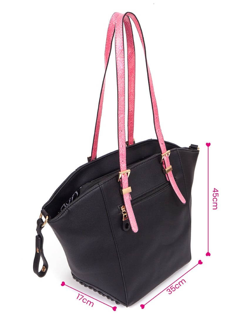 CARTERA DORA NEGRO Y FUCSIA