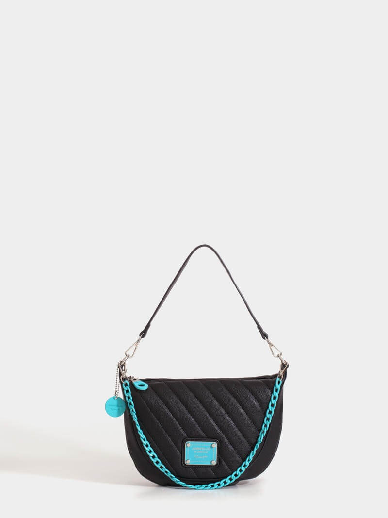 Cartera de hombro negro y  turquesa Andes