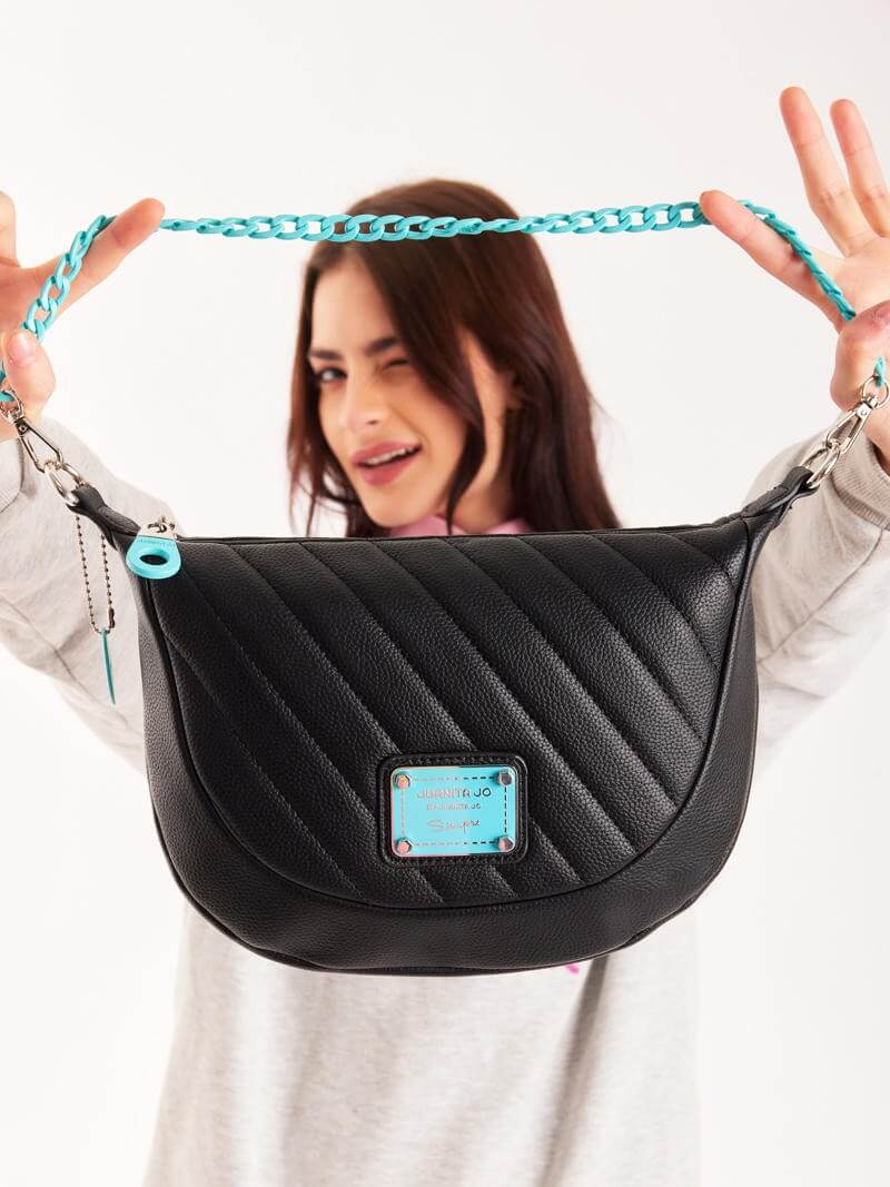 Cartera de hombro negro y  turquesa Andes