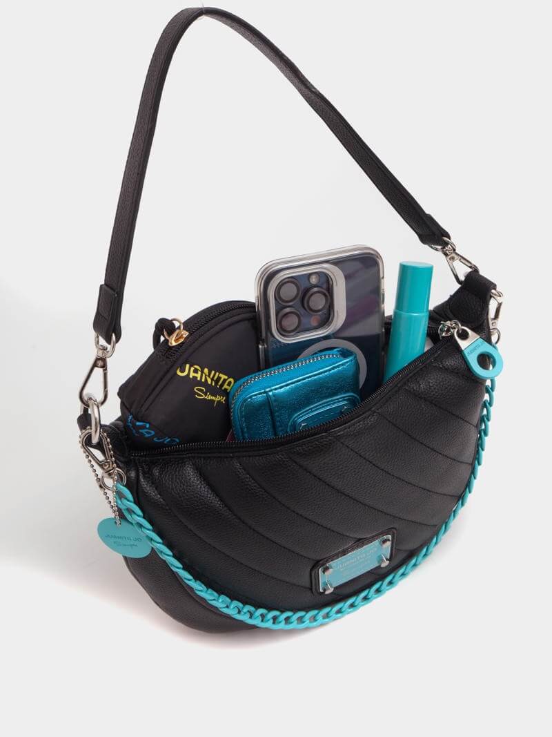 Cartera de hombro negro y  turquesa Andes
