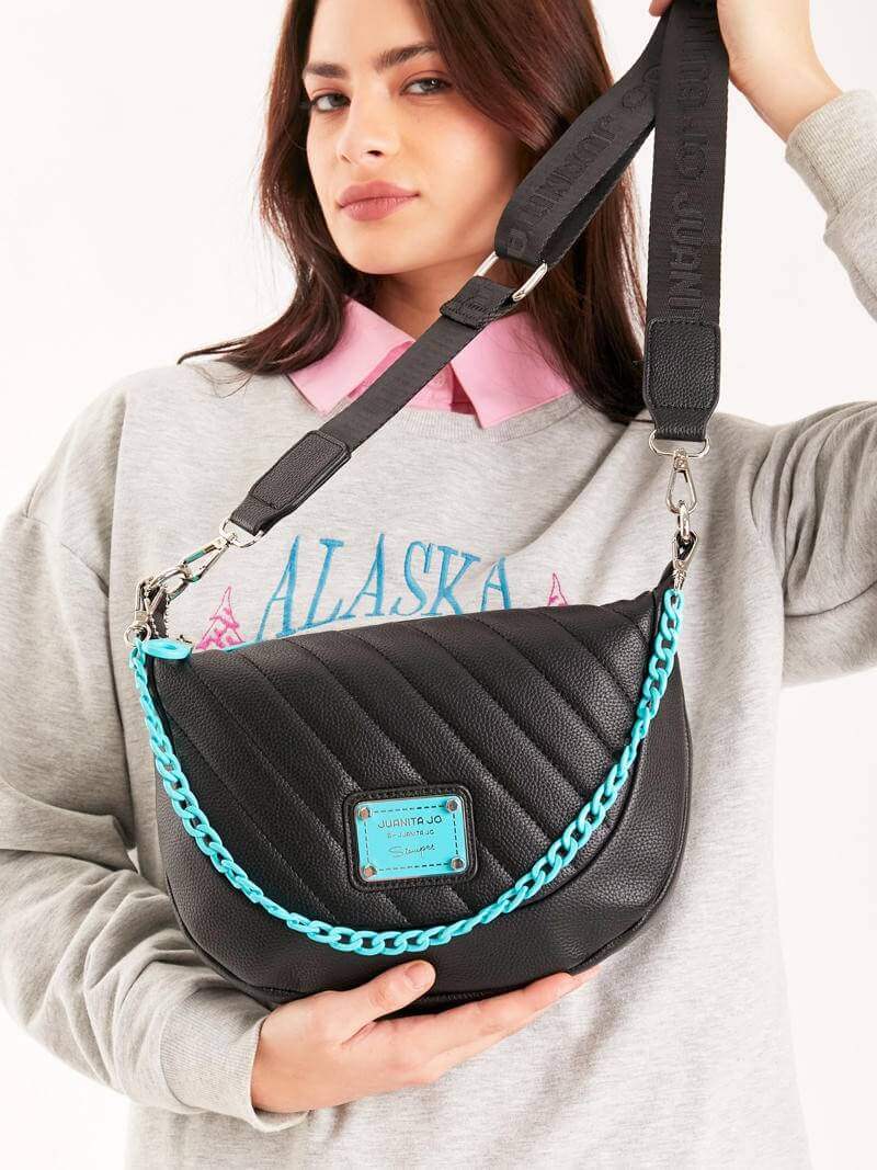 Cartera de hombro negro y  turquesa Andes