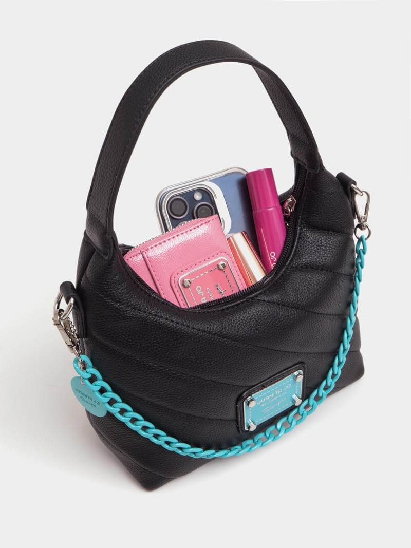 Cartera Baguette negra y turquesa Andes