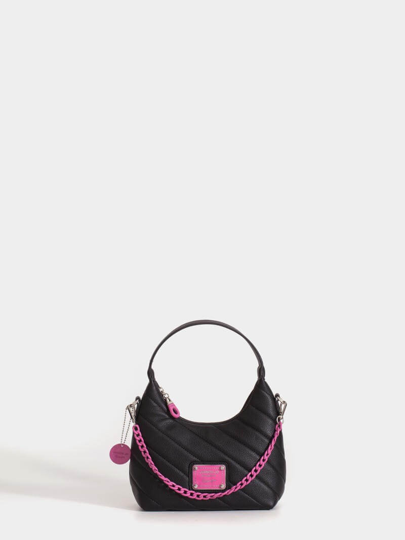 Cartera Baguette negro y fucsia Andes