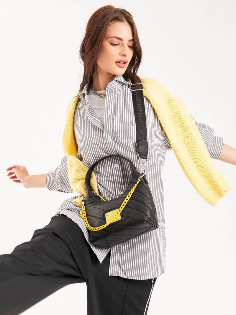 Cartera Baguette negro y amarillo Andes