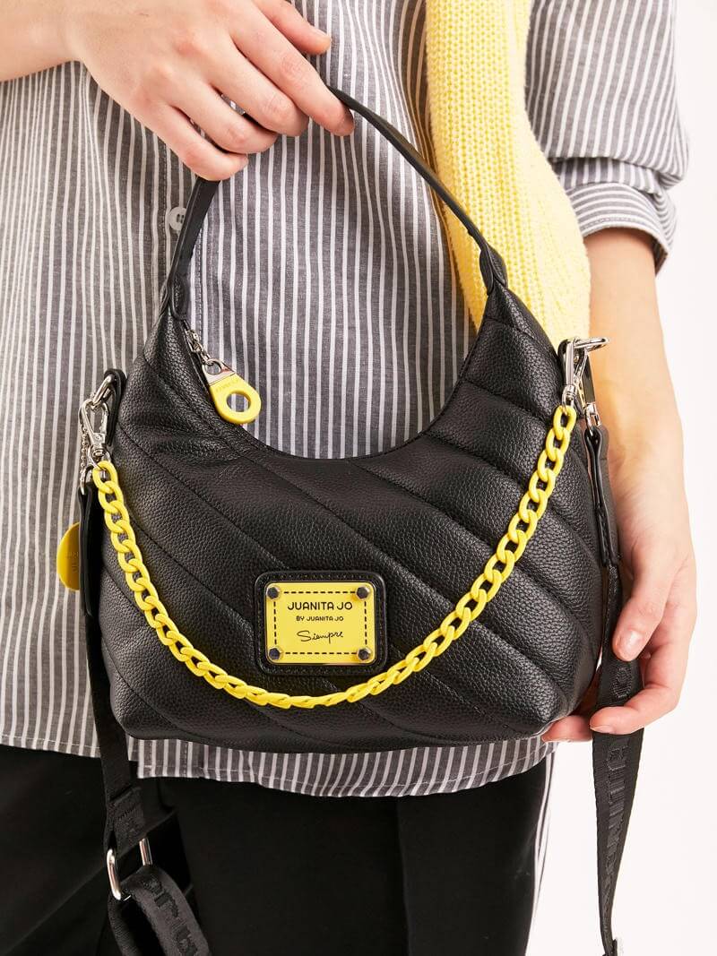 Cartera Baguette negro y amarillo Andes