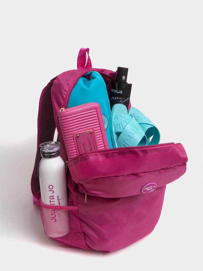 Mochila plegable para viaje fucsia Minimax