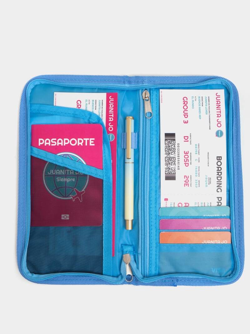 Porta pasaporte turquesa