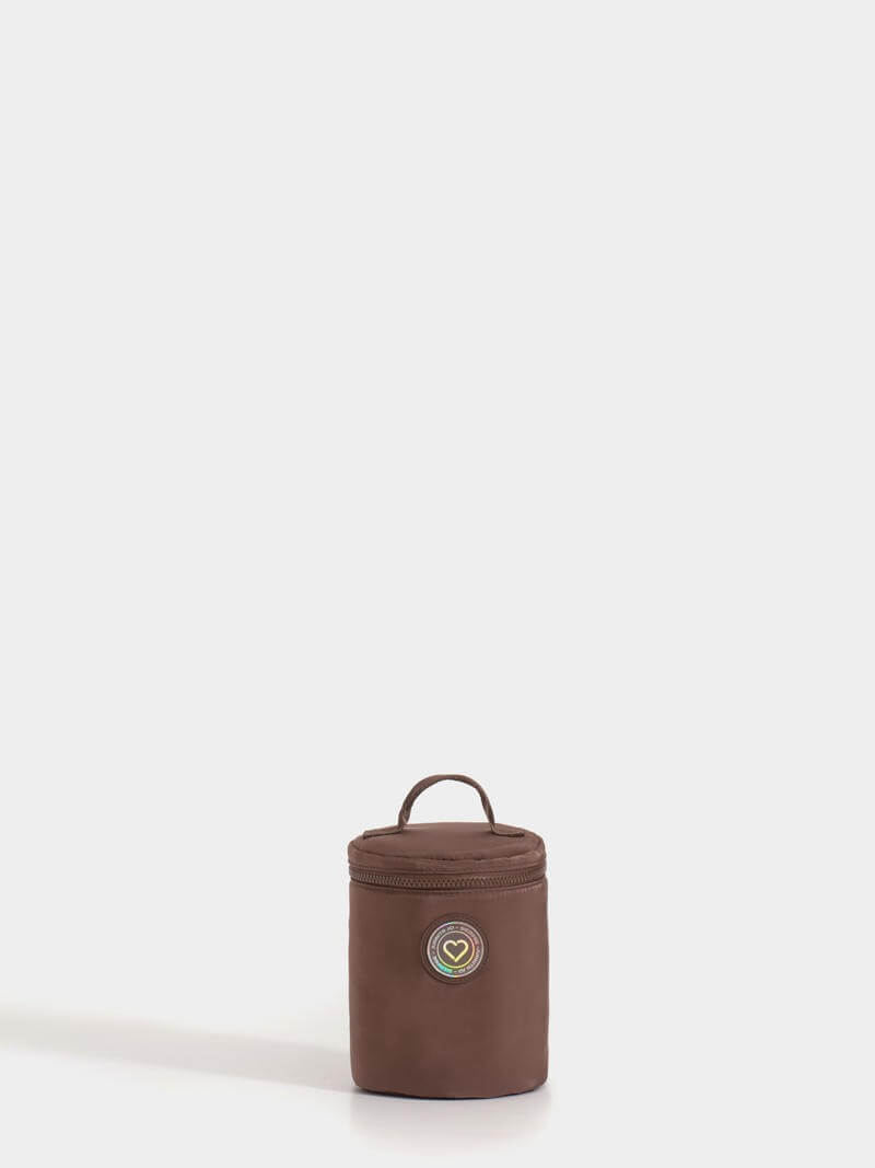 Neceser cilindrico porta brochas chocolate