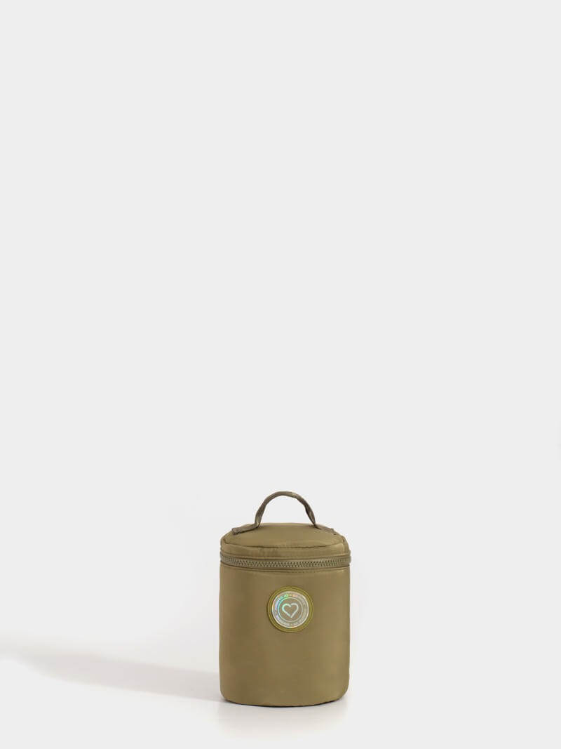 Neceser cilindrico porta brochas verde