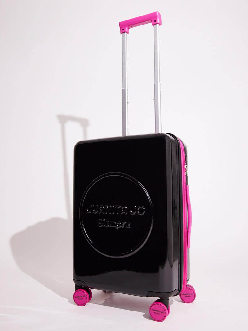 Valija Carry on de 15 Kilos negro y fucsia