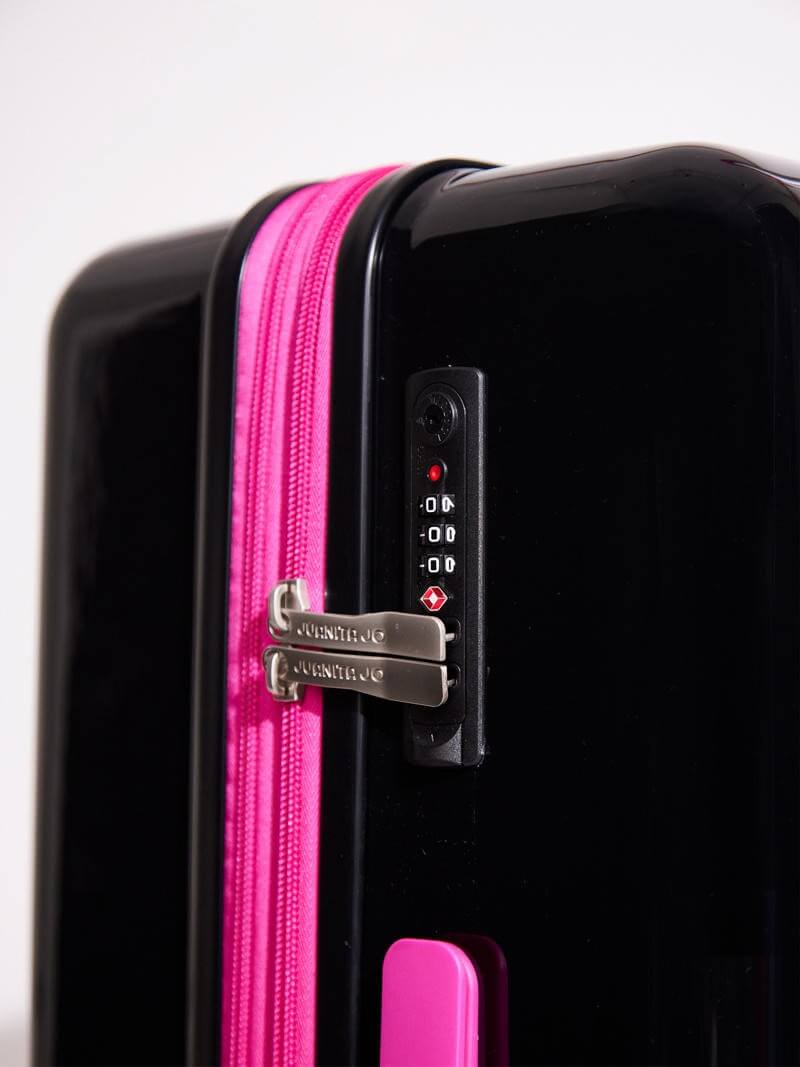 Valija Carry on de 15 Kilos negro y fucsia