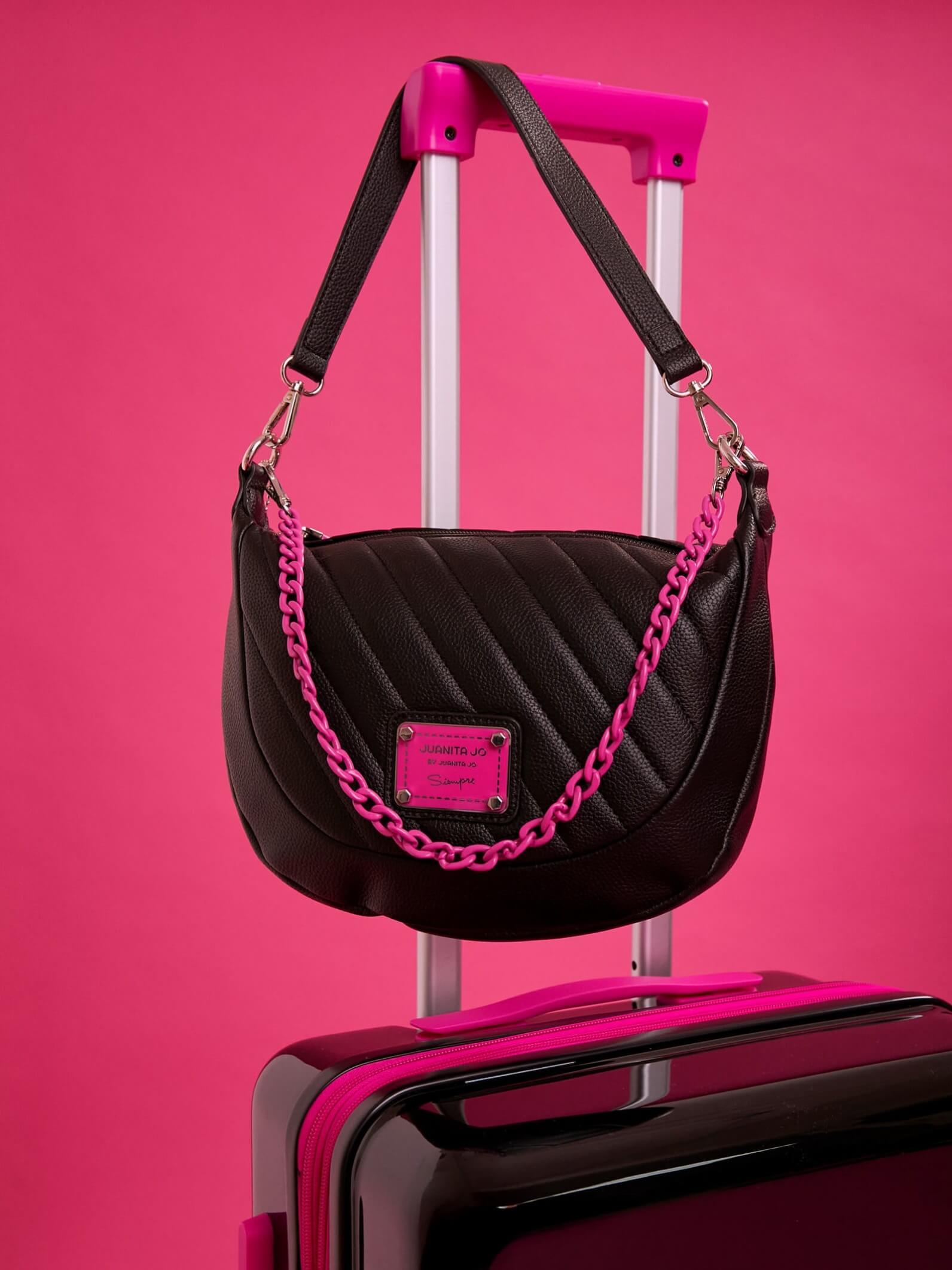 Cartera de hombro negro y fucsia Andes