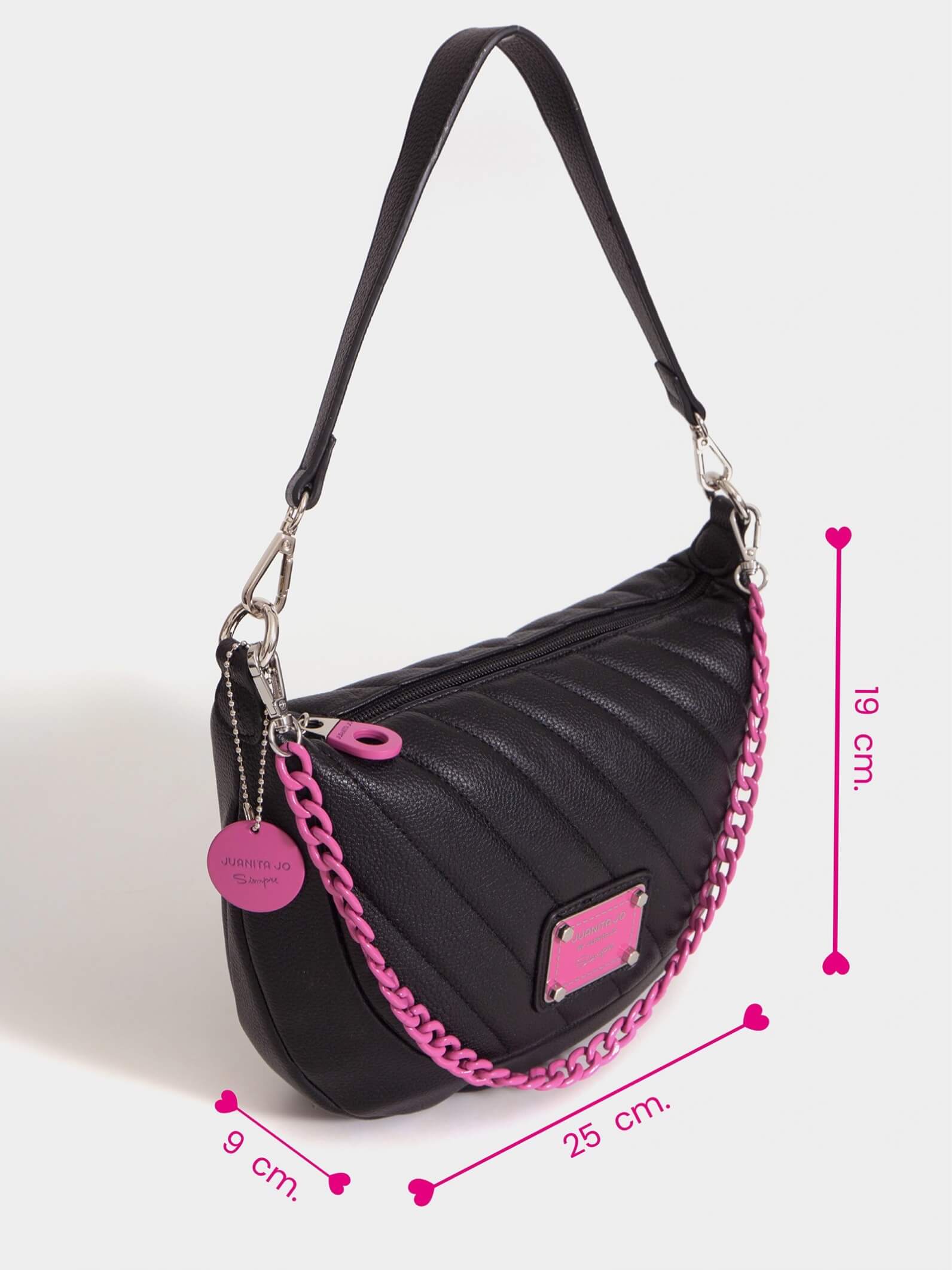 Cartera de hombro negro y fucsia Andes