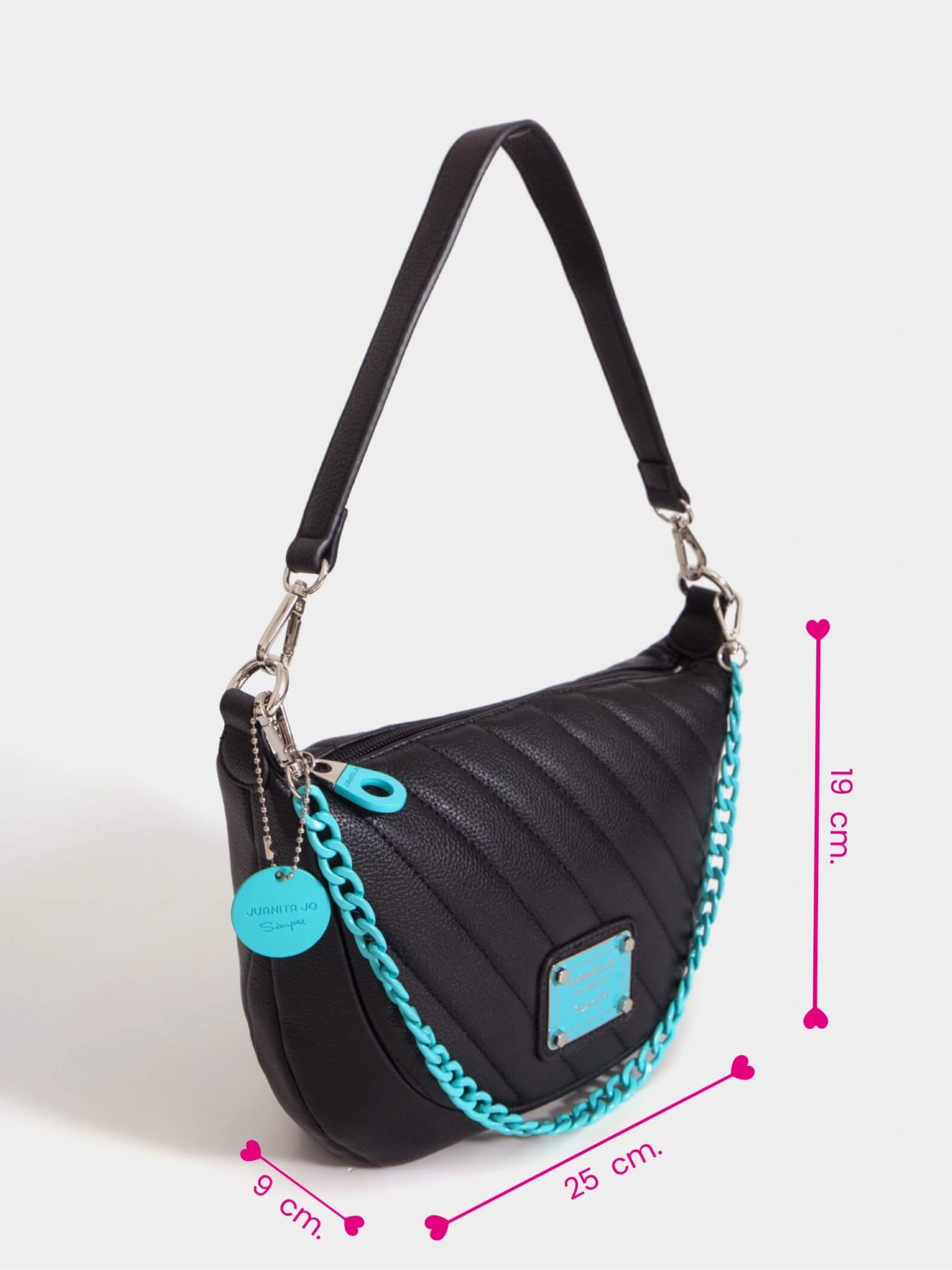 Cartera de hombro negro y  turquesa Andes