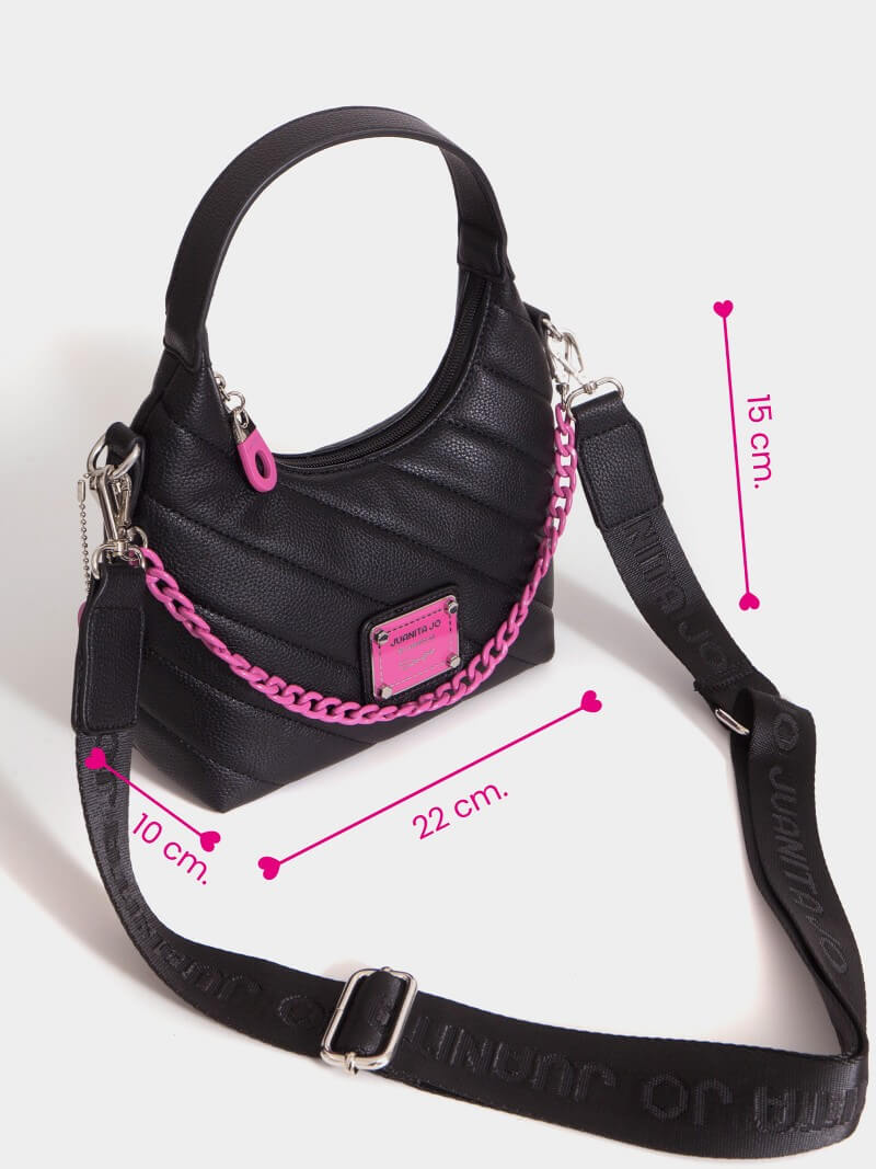 Cartera Baguette negro y fucsia Andes
