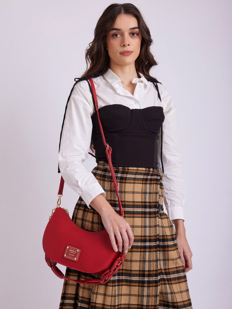 Cartera de hombro roja Agos