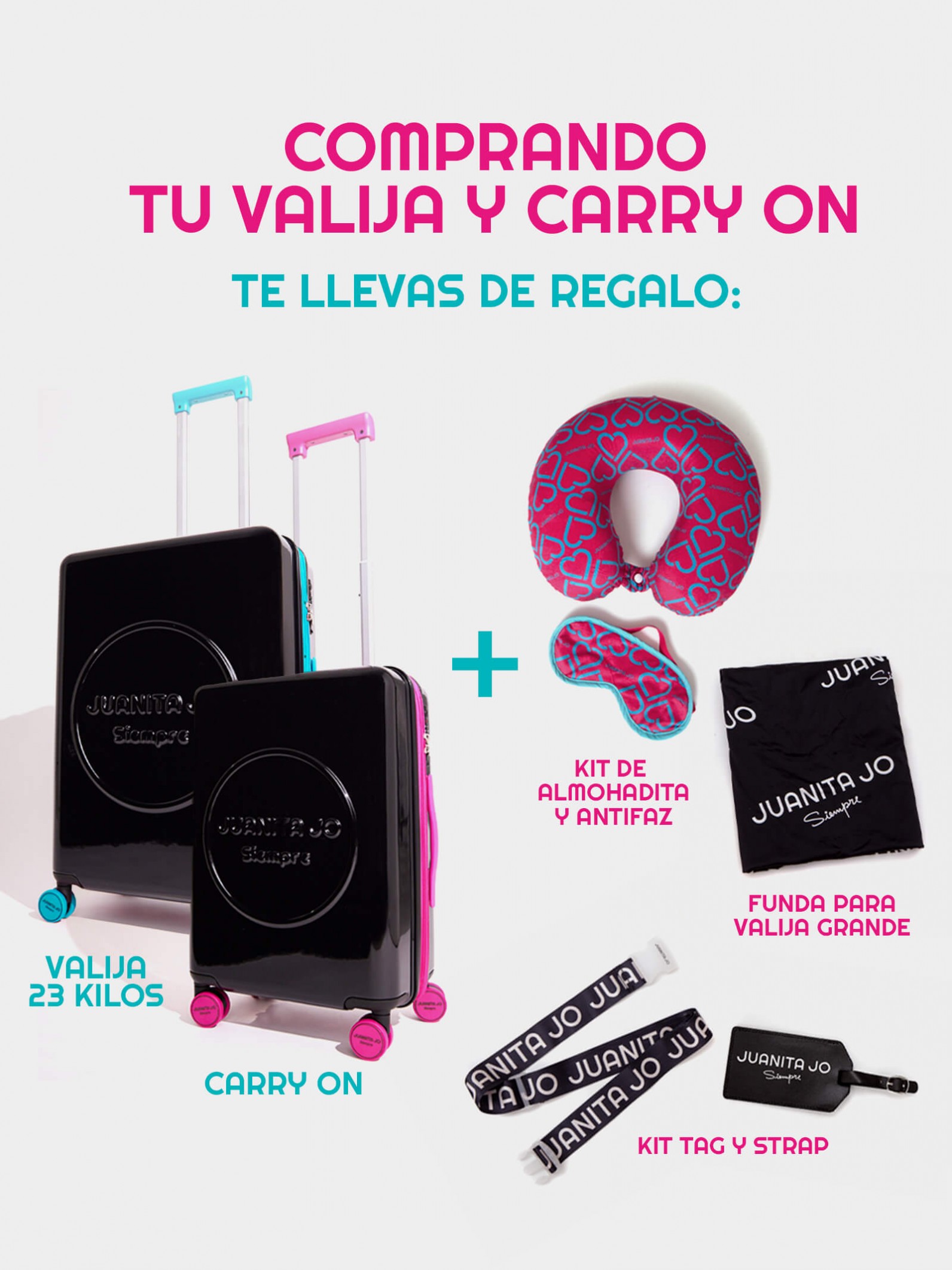 Valija carry on de 15 kilos fucsia