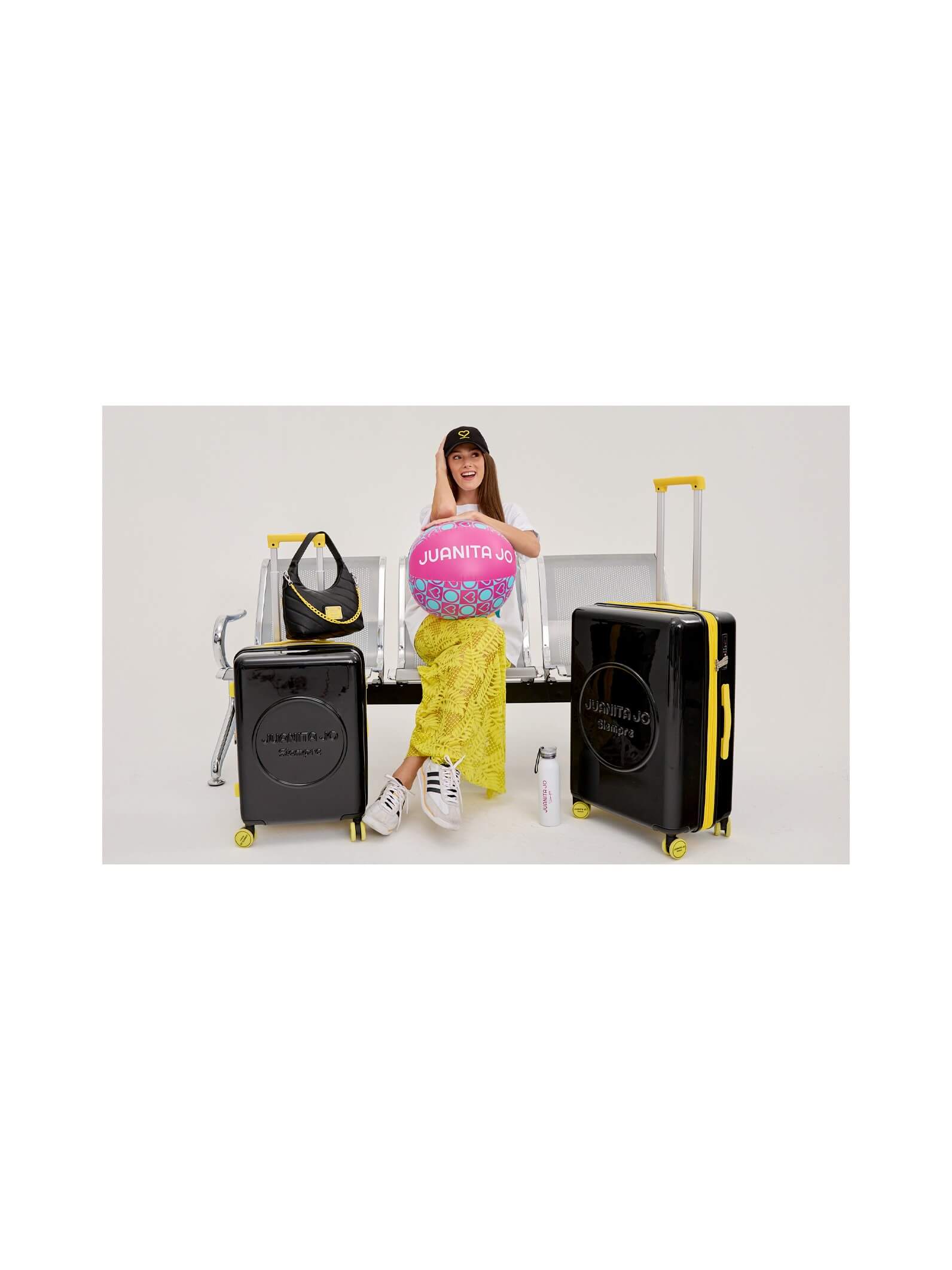 Set Valija de 23 kilos y Carry on de 15 kilos negro y amarillo