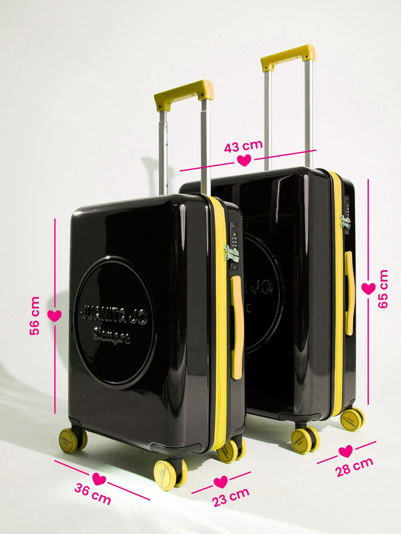 Set Valija de 23 kilos y Carry on de 15 kilos negro y amarillo