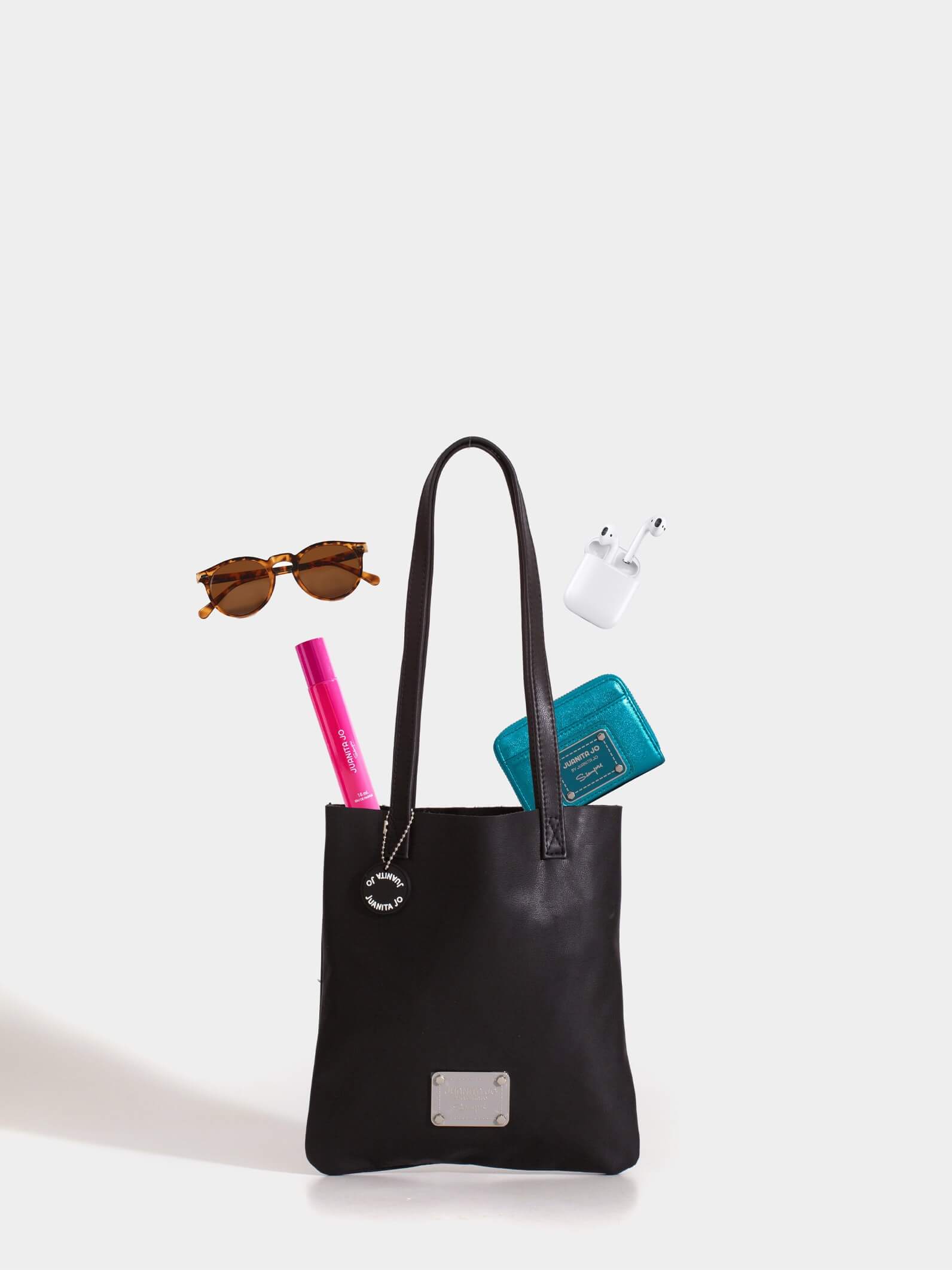 Tote bag de cuero chica negra