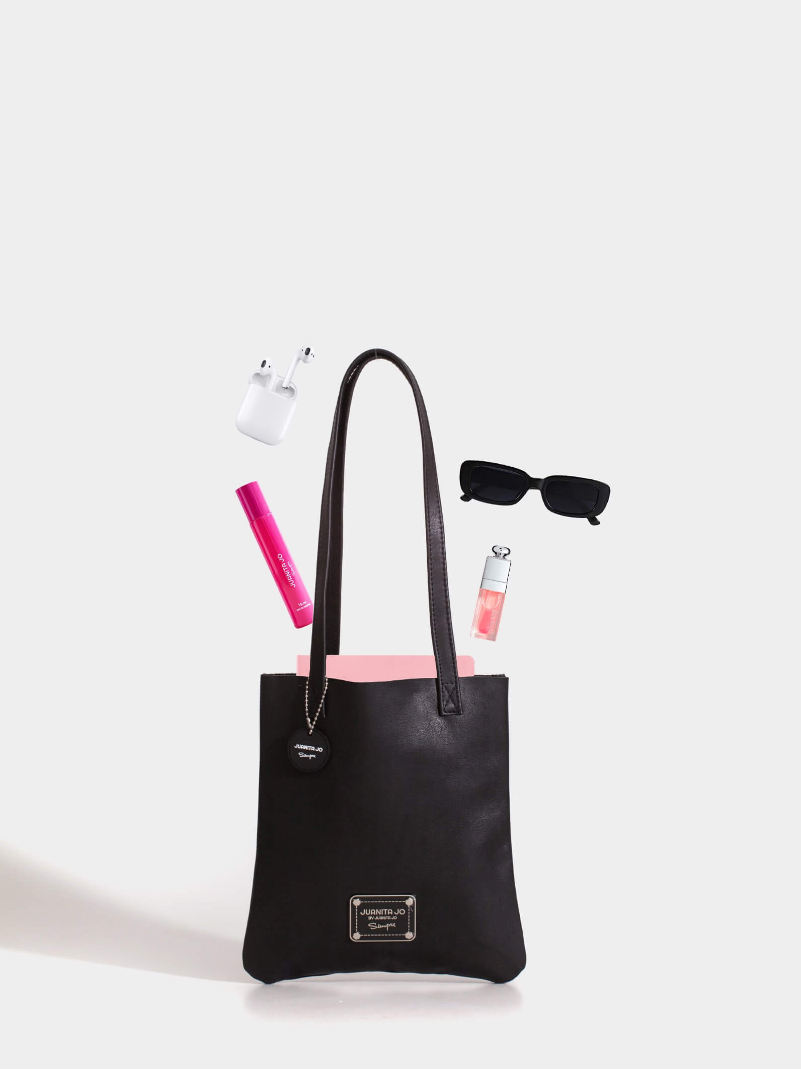 Tote bag de cuero chica negra