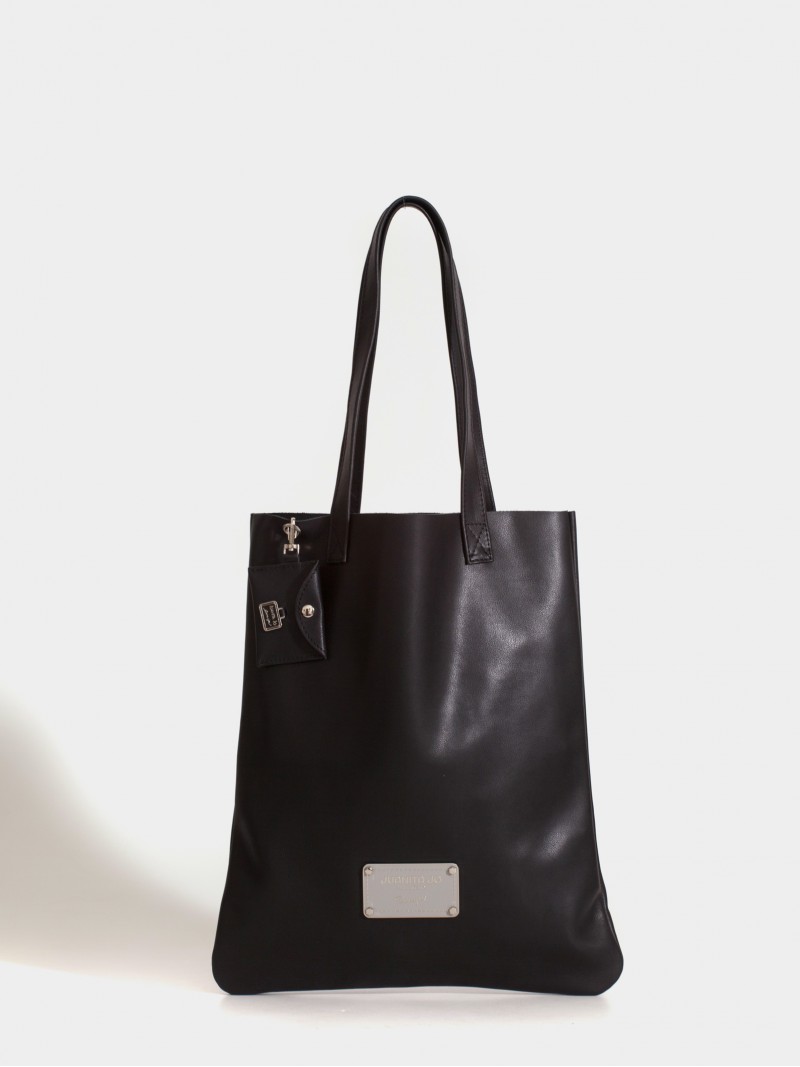 Tote bag de cuero negra Génova
