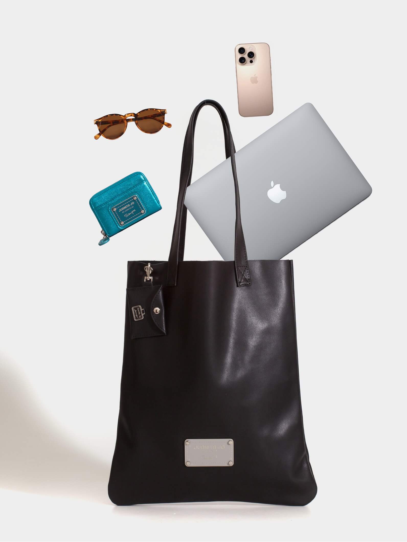 Tote bag de cuero negra Génova