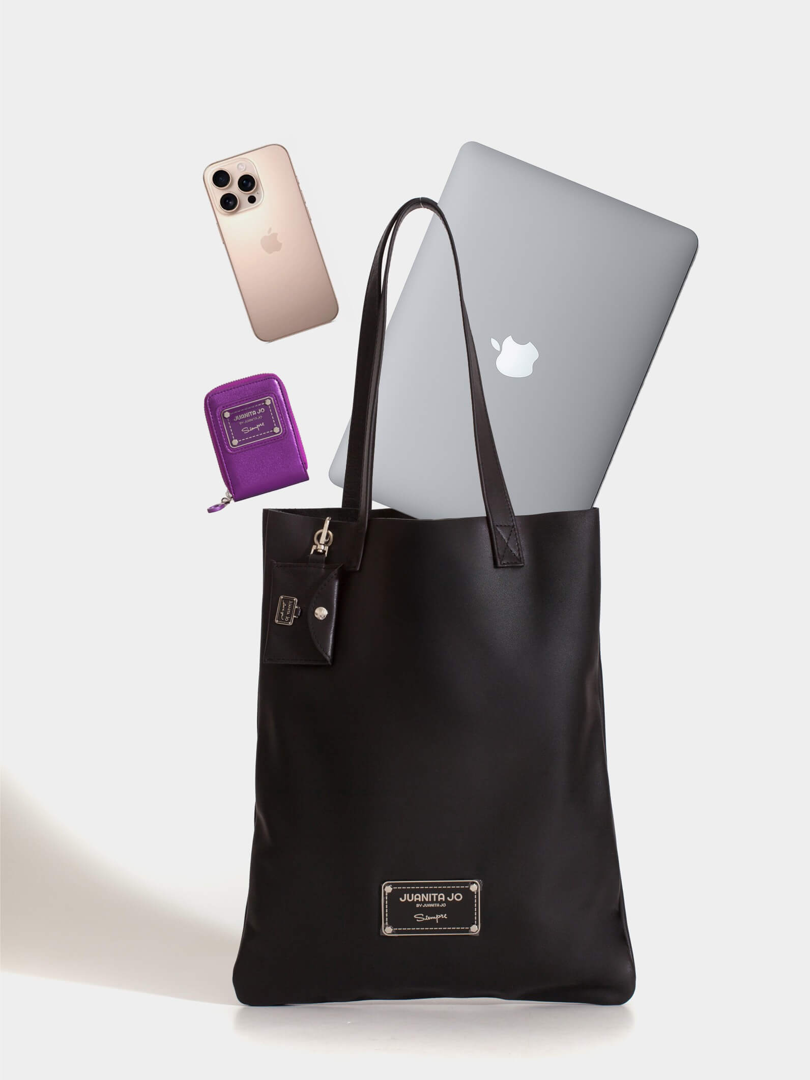 Tote bag de cuero negra Génova