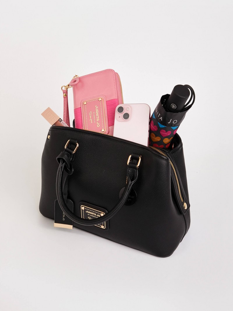 Cartera de mano mediana negra Venecia