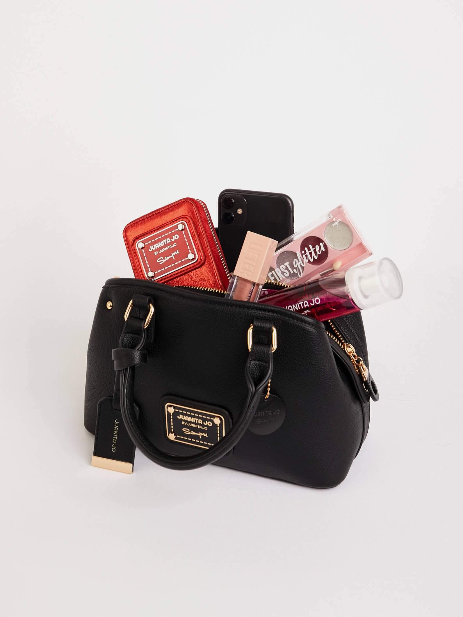 Cartera de mano pequeña negra Venecia