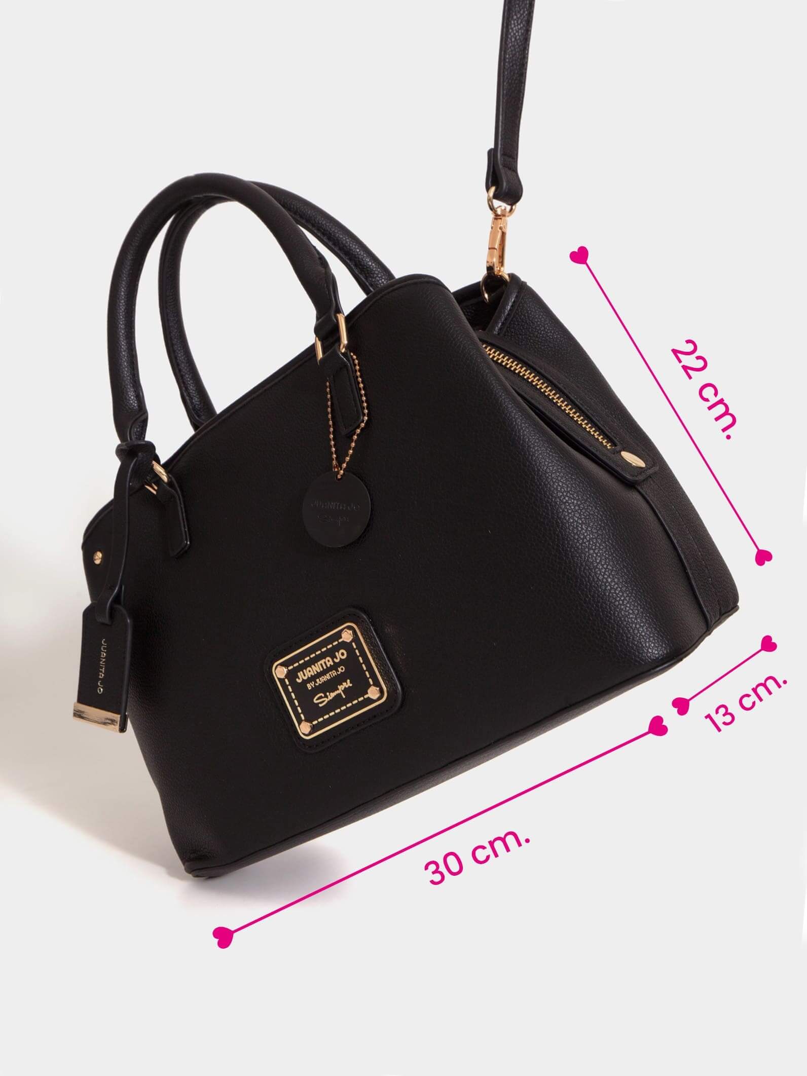 Cartera de mano mediana negra Venecia