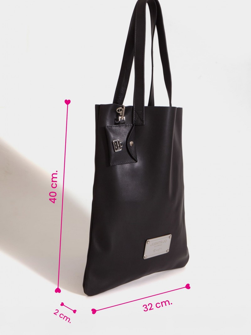 Tote bag de cuero negra Génova