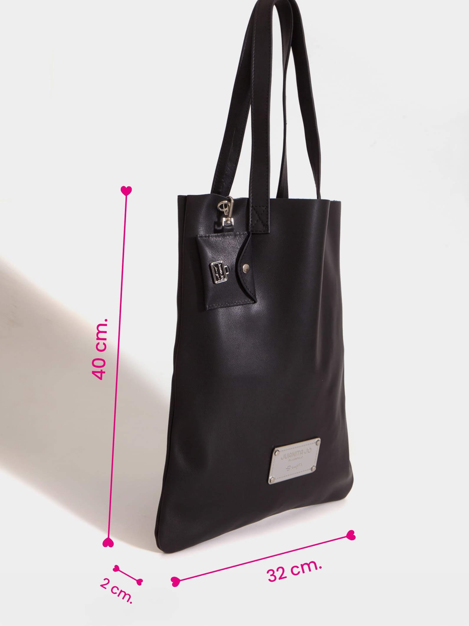 Tote bag de cuero negra Génova