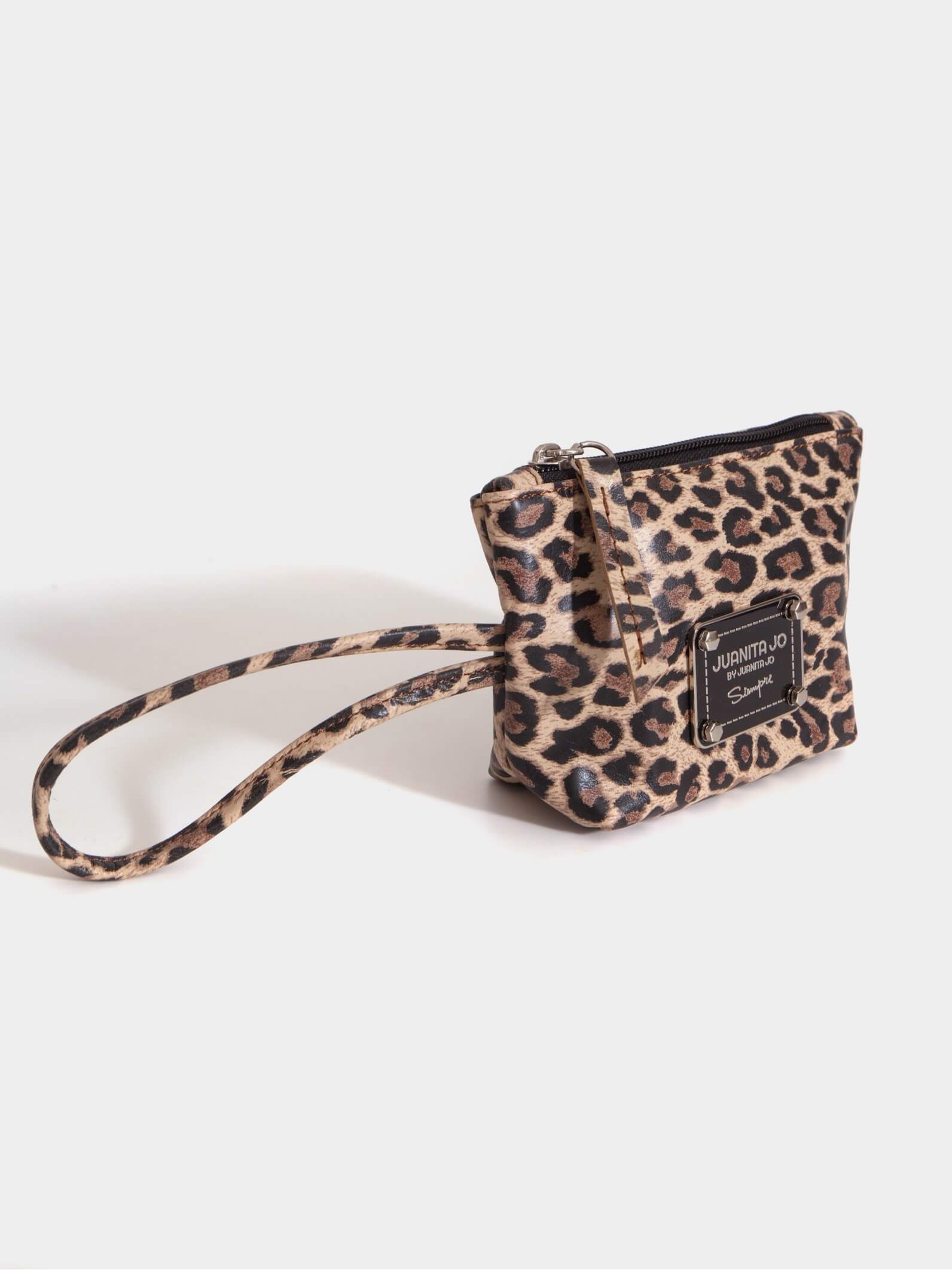 Neceser pequeño de cuero leopardo