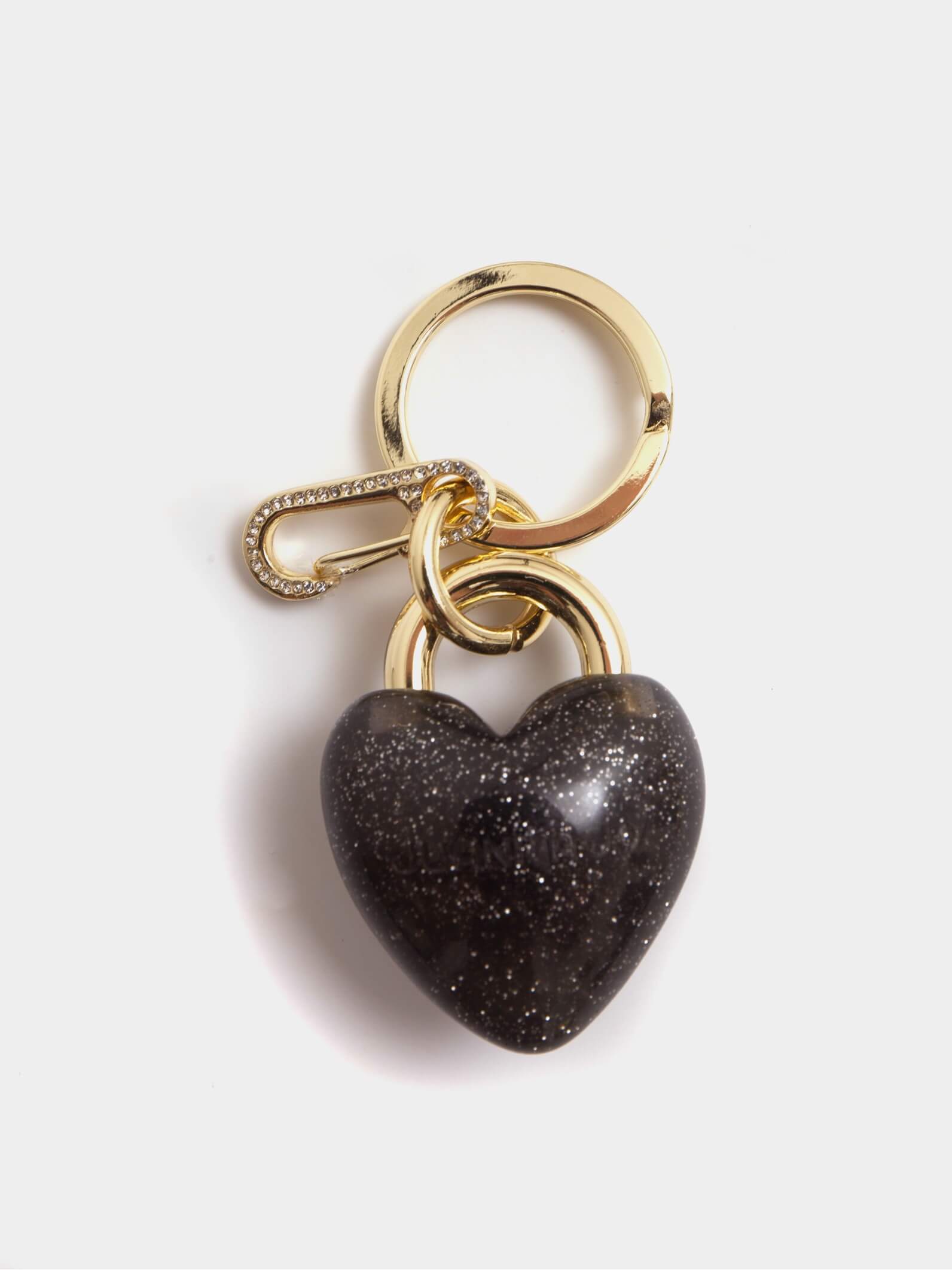 LLavero y charm de corazón negro