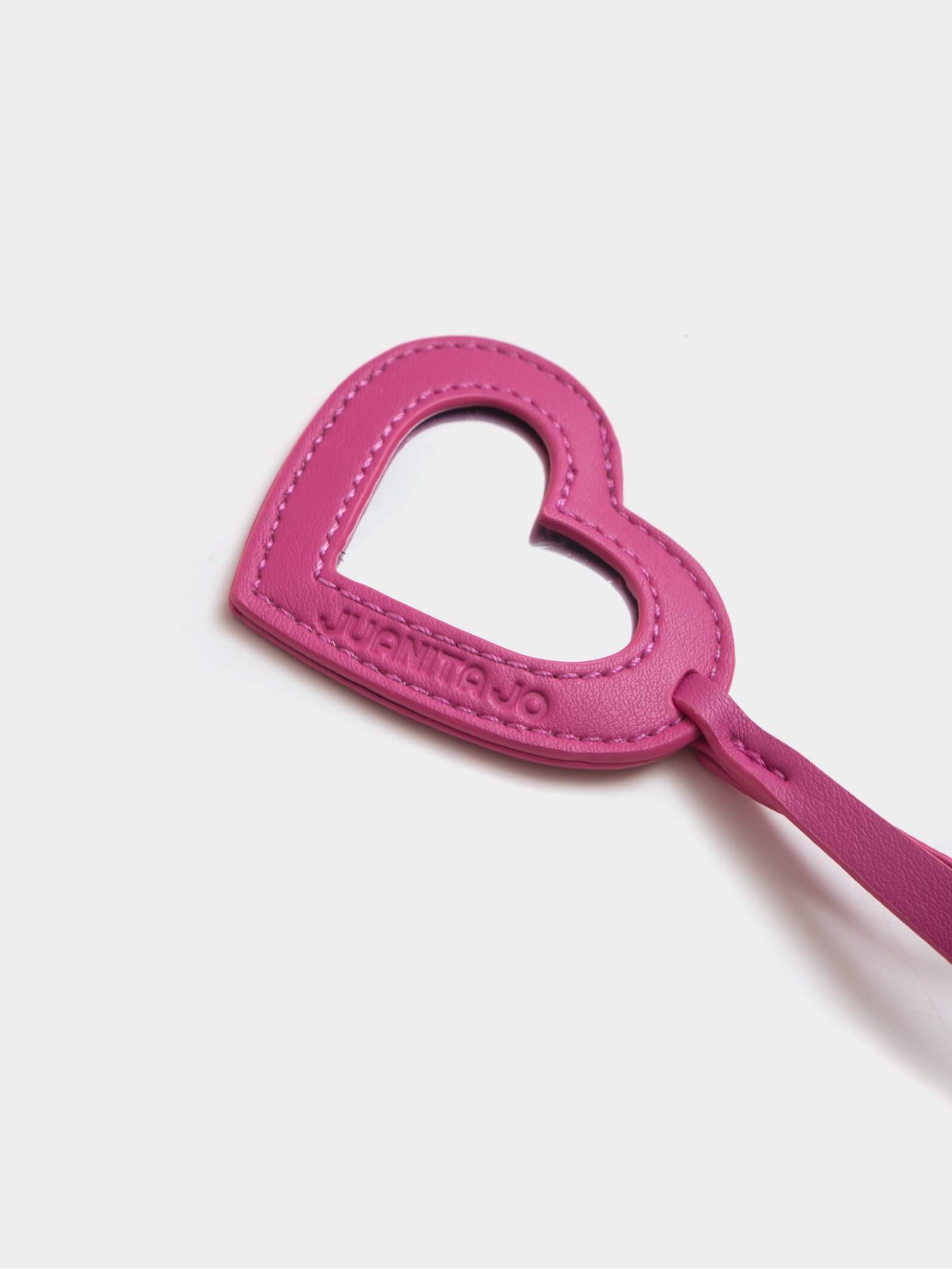 Llavero y charm espejo fucsia