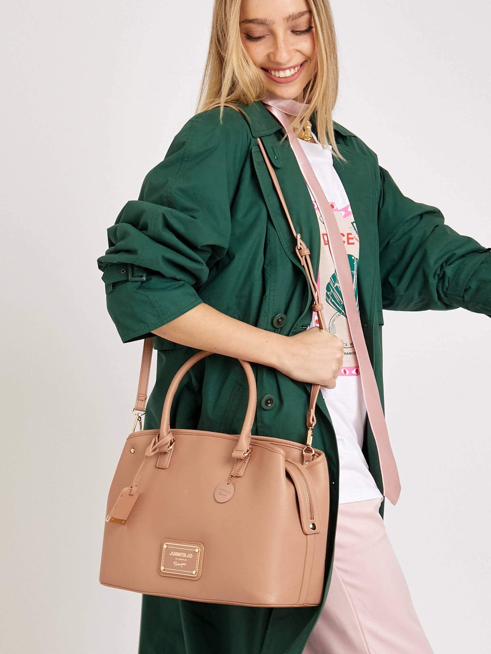 Cartera de mano grande nude Venecia