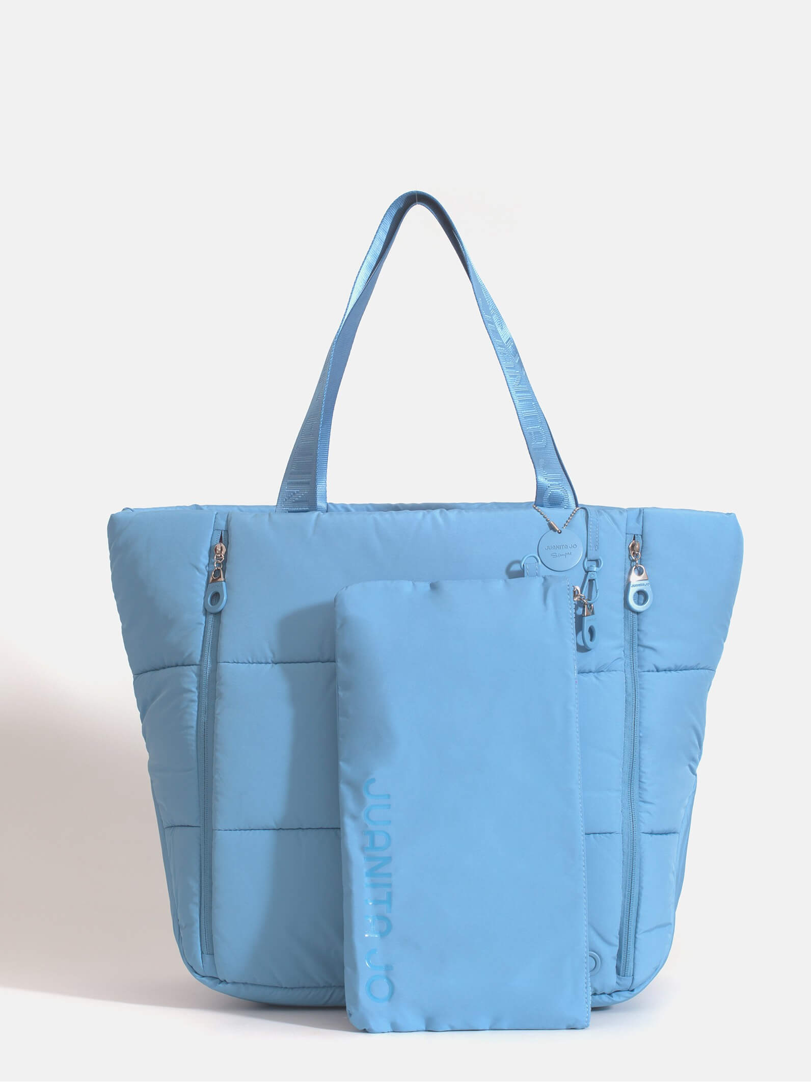 Cartera puffer azul Caro
