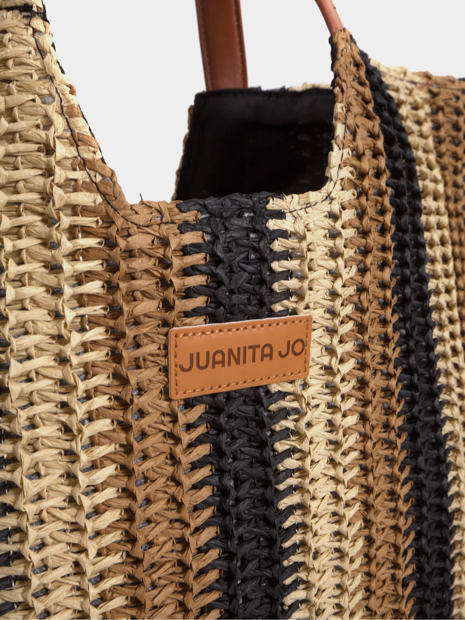 Cartera de Playa negra y beige Santorini