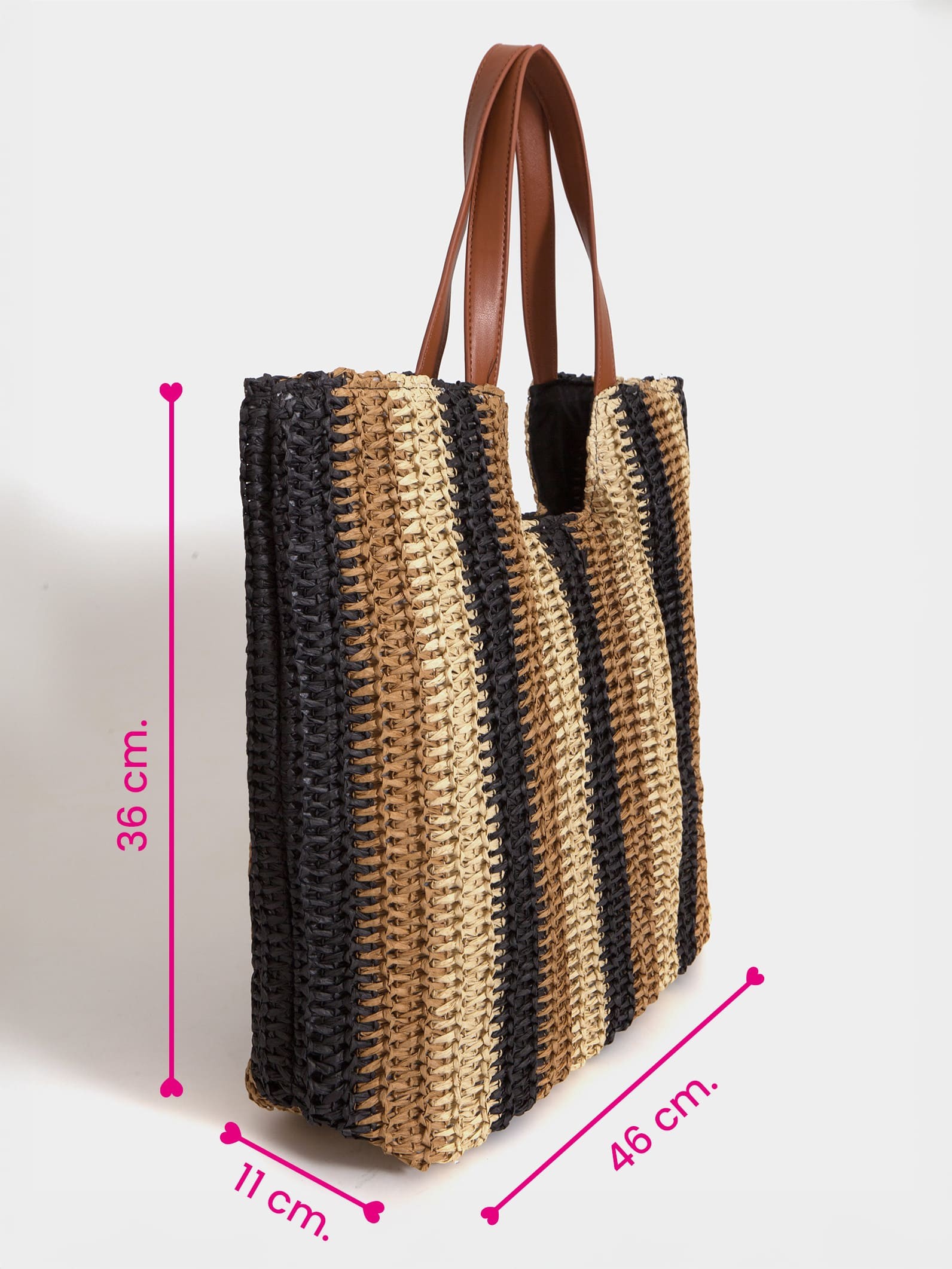 Cartera de Playa negra y beige Santorini