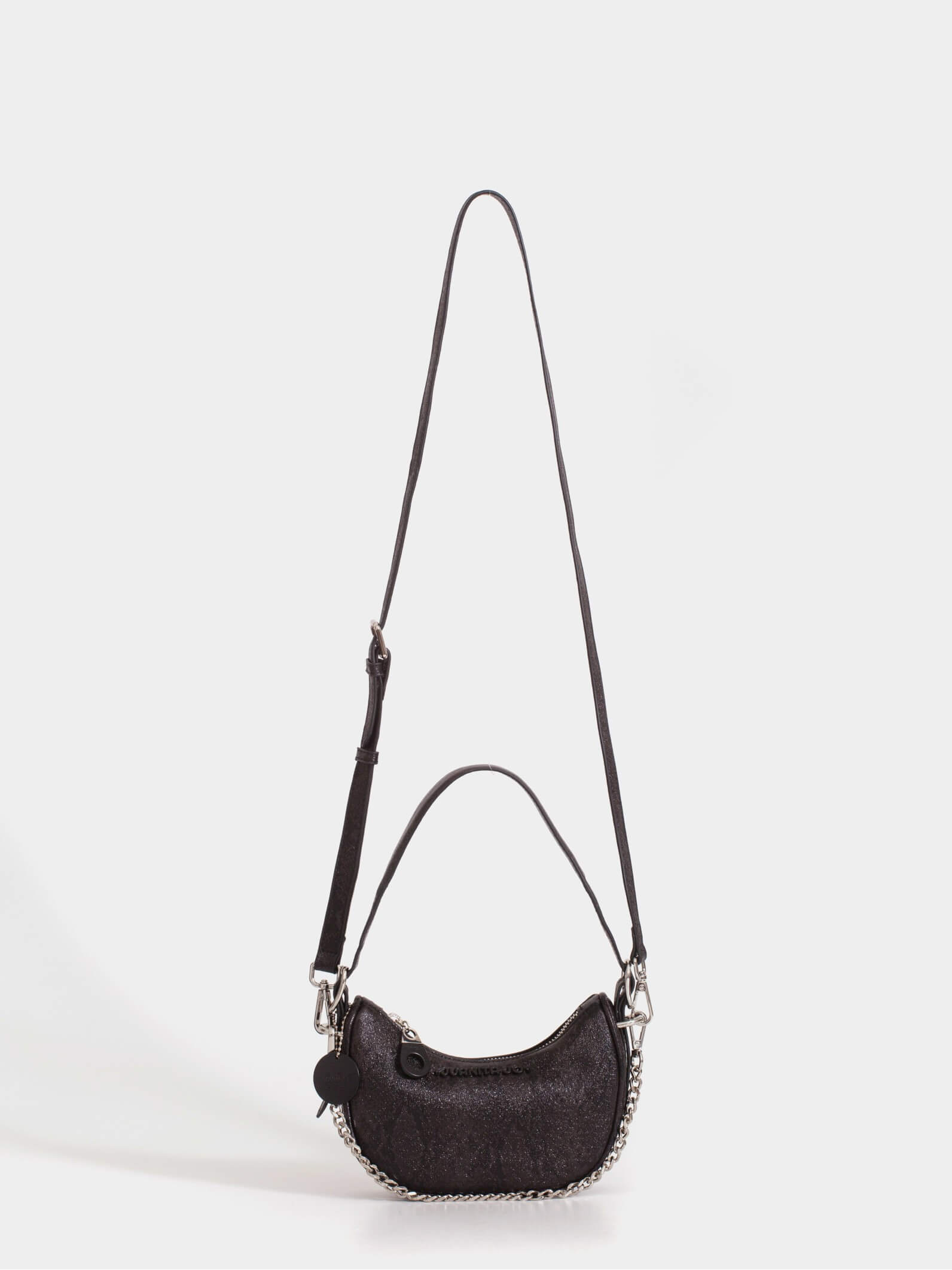 Cartera de hombro negra con glitter Aura