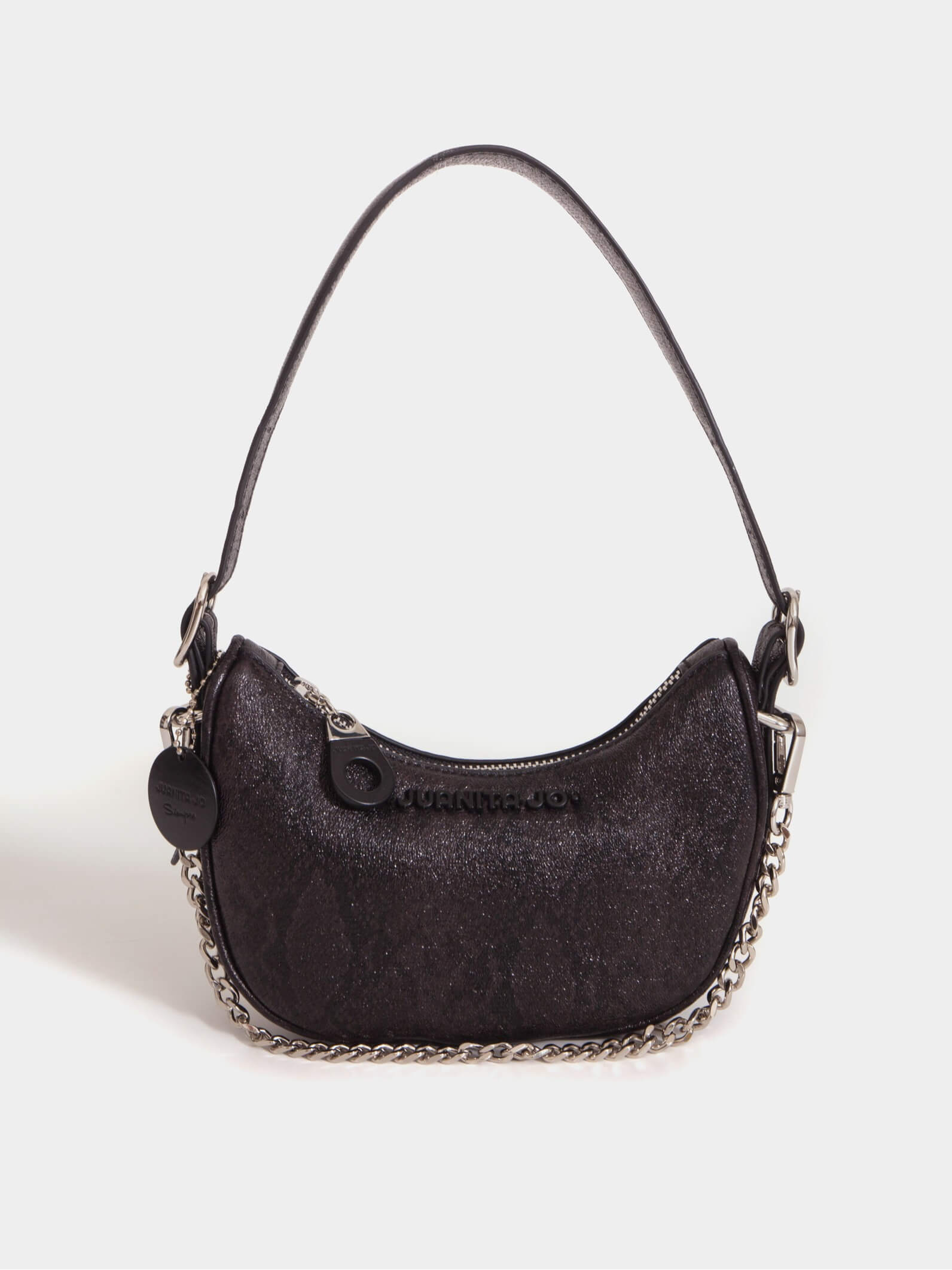 Cartera de hombro negra con glitter Aura