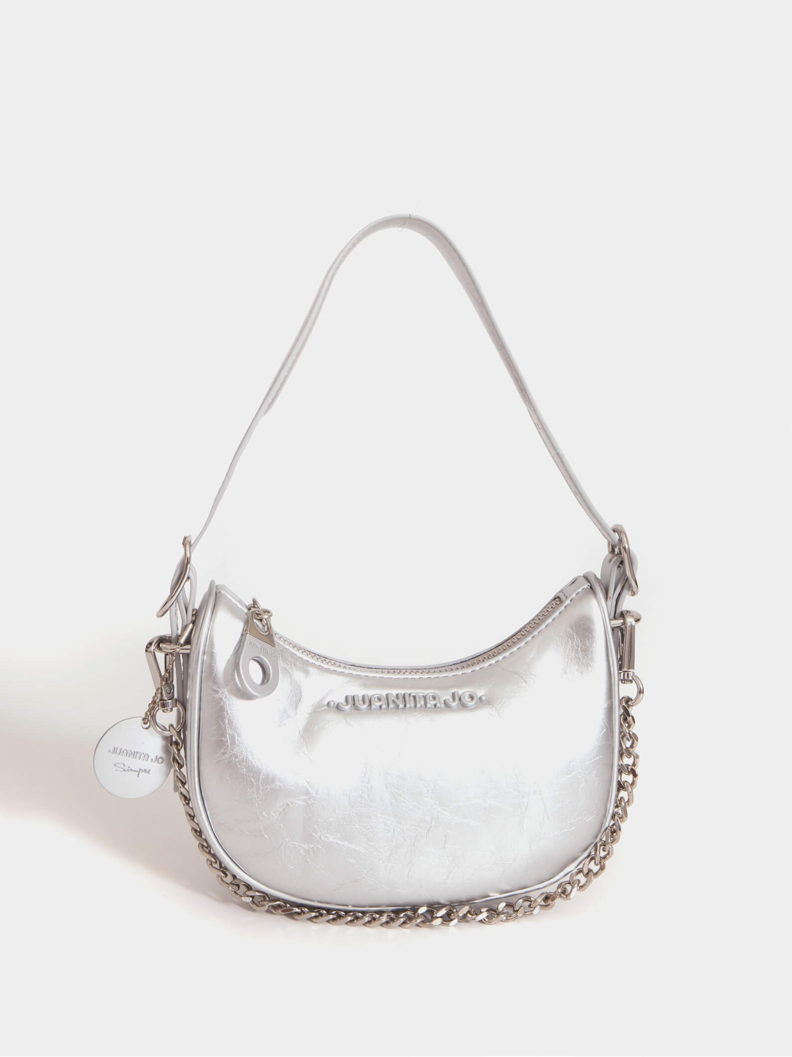 Cartera de hombro plateada Aura