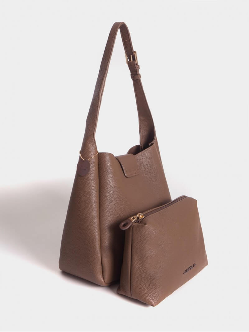 Cartera Marrón tipo Bucket Mediana Lina